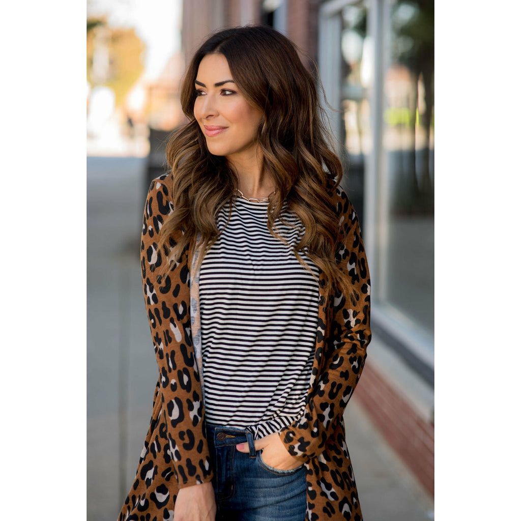 Leopard Print Tunic Cardigan - Betsey's Boutique Shop