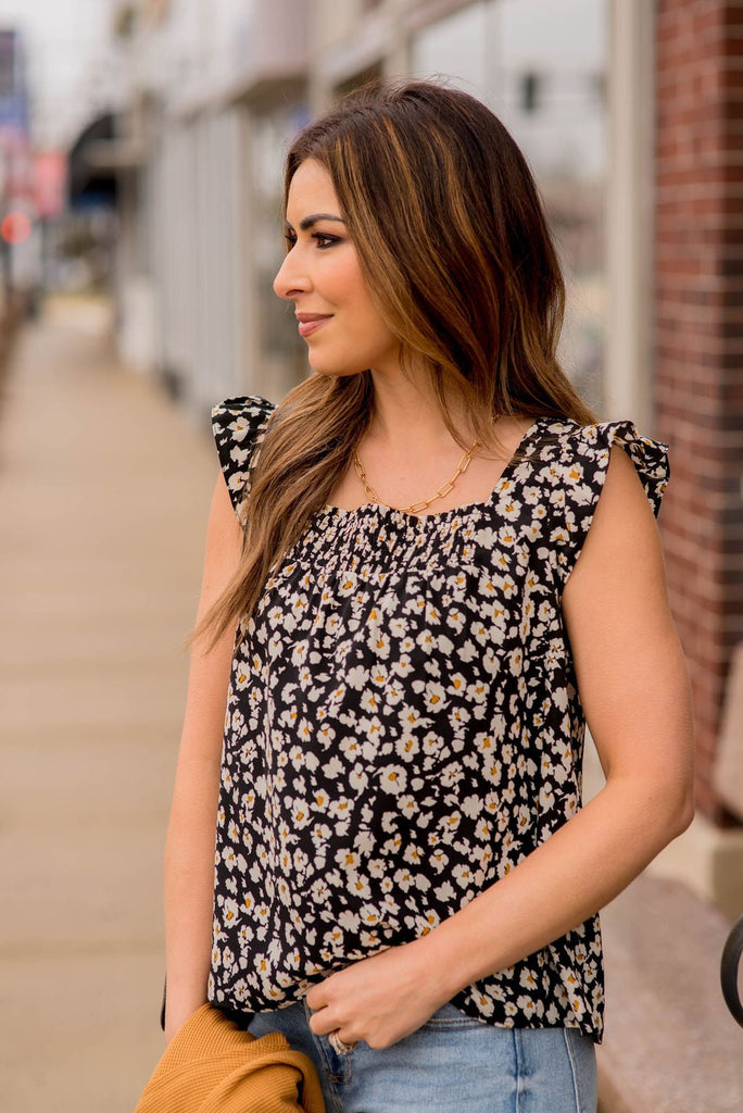 Scattered Blooms Ruche Accented Blouse - Betsey's Boutique Shop -