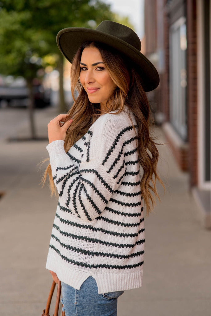 Zig Zag Striped Sweater - Betsey's Boutique Shop -