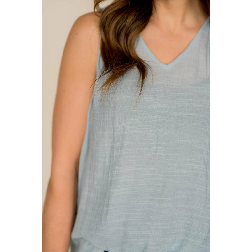 Ruched Tissue V-Neck Tank - Betsey's Boutique Shop