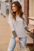 Striped Button Accent Long Sleeve
