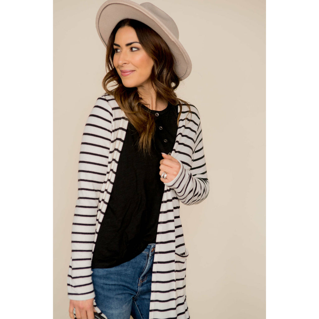 Thin Striped Tunic Cardigan - Betsey's Boutique Shop