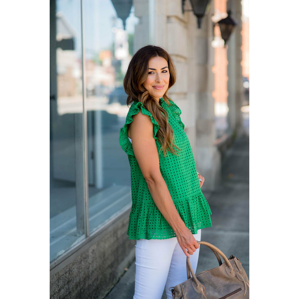 Lace Squared Ruffle Trim Tank - Betsey's Boutique Shop