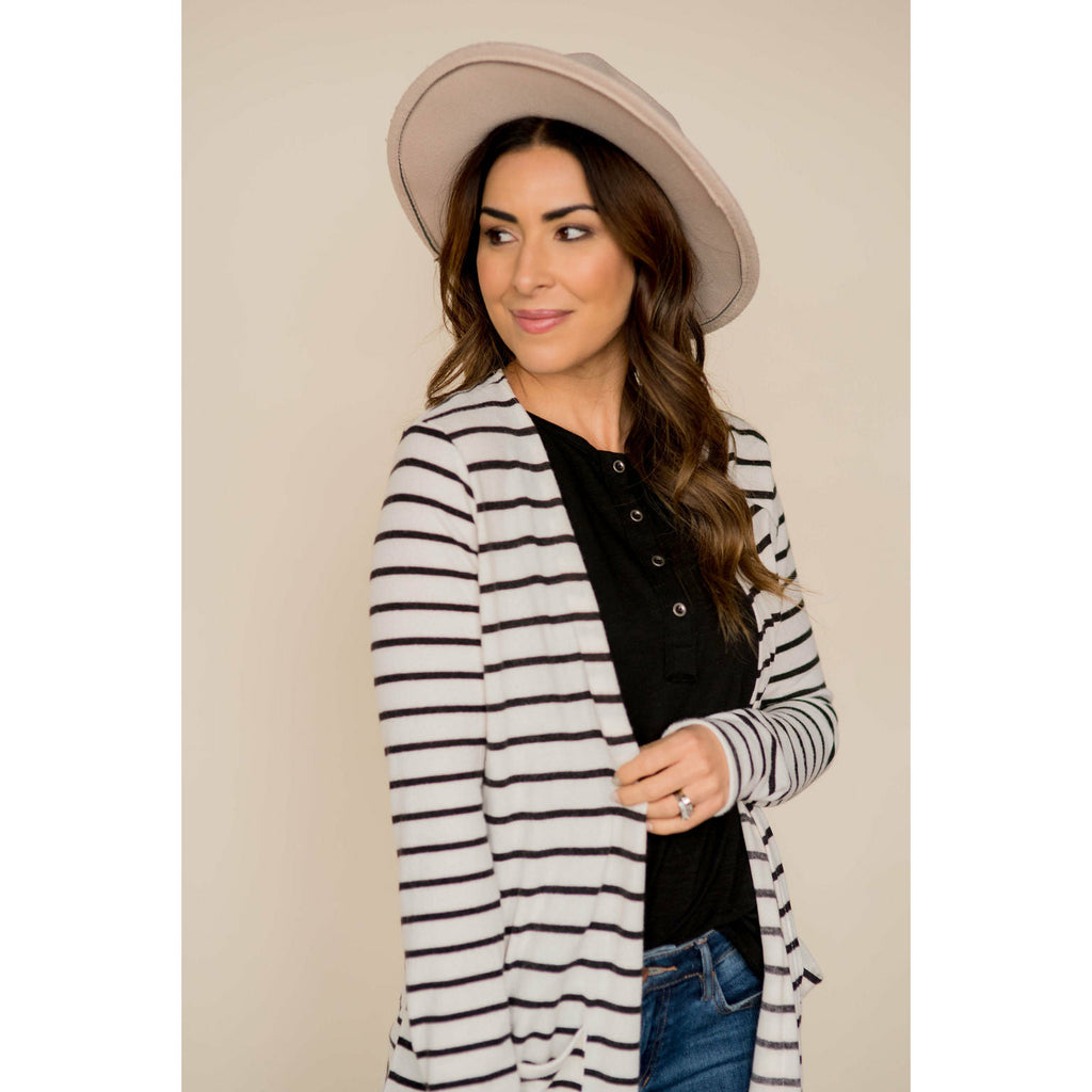 Thin Striped Tunic Cardigan - Betsey's Boutique Shop