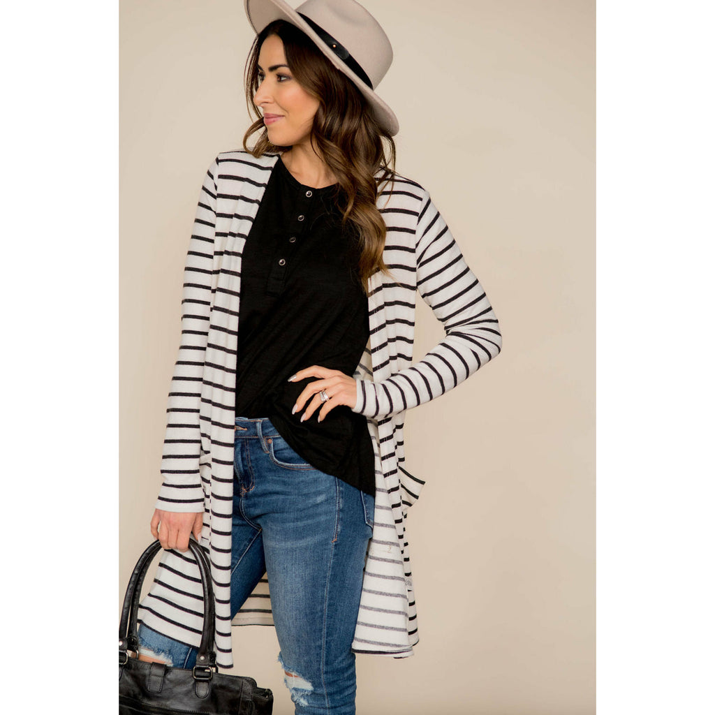 Thin Striped Tunic Cardigan - Betsey's Boutique Shop