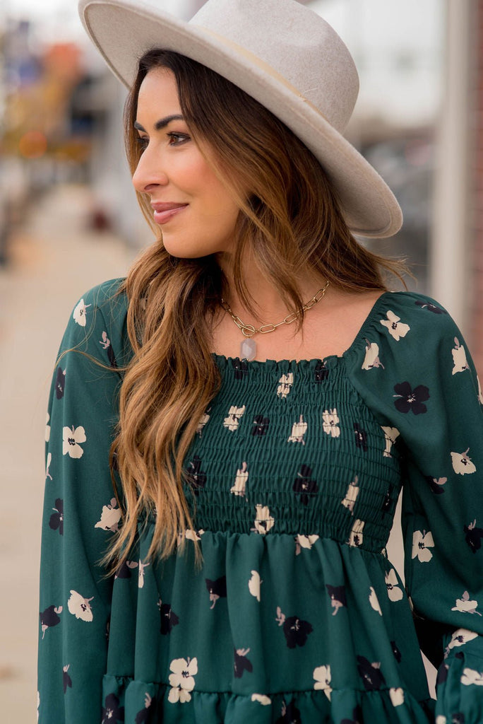 Blossoms Ruched Top Tiered Blouse - Betsey's Boutique Shop -