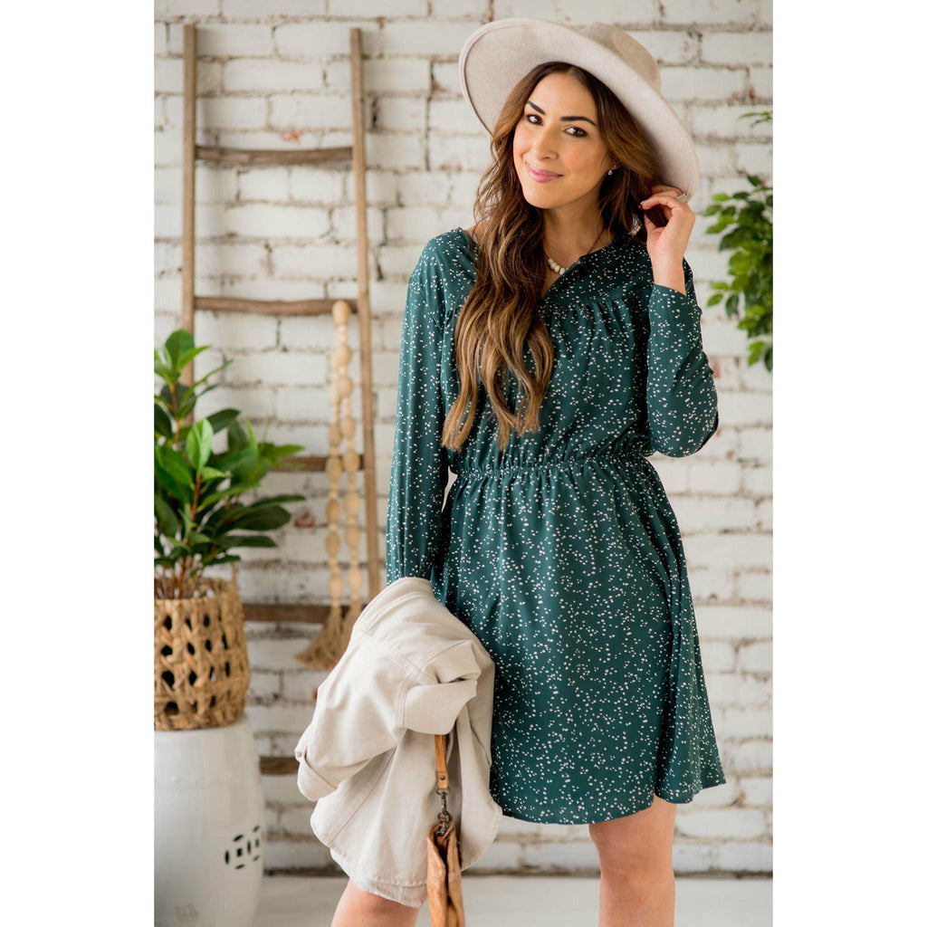 Endearingly Speckled Long Sleeve Dress - Betsey's Boutique Shop - Dresses