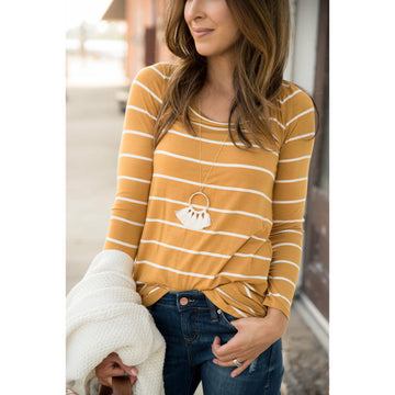 long sleeve striped tee - Betsey's Boutique Shop