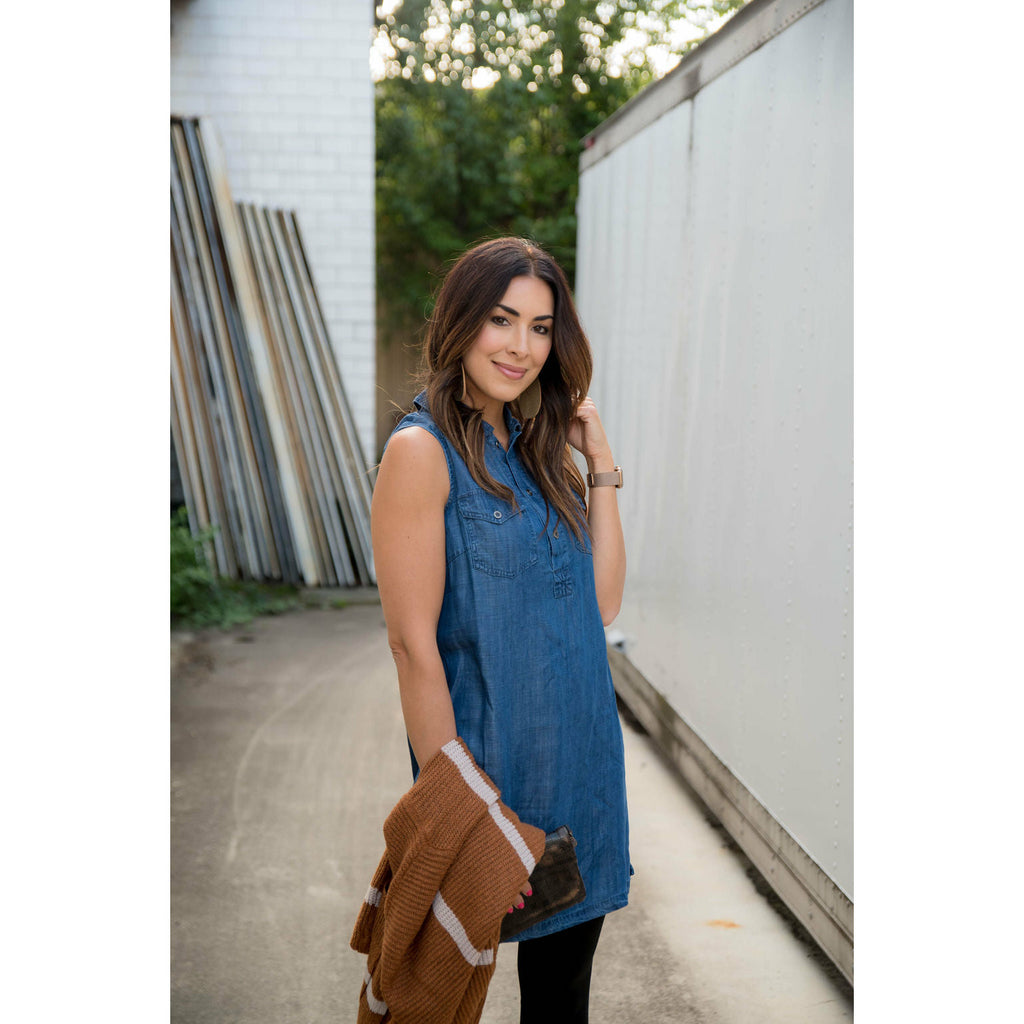 Sleeveless Denim Tunic Dress - Betsey's Boutique Shop