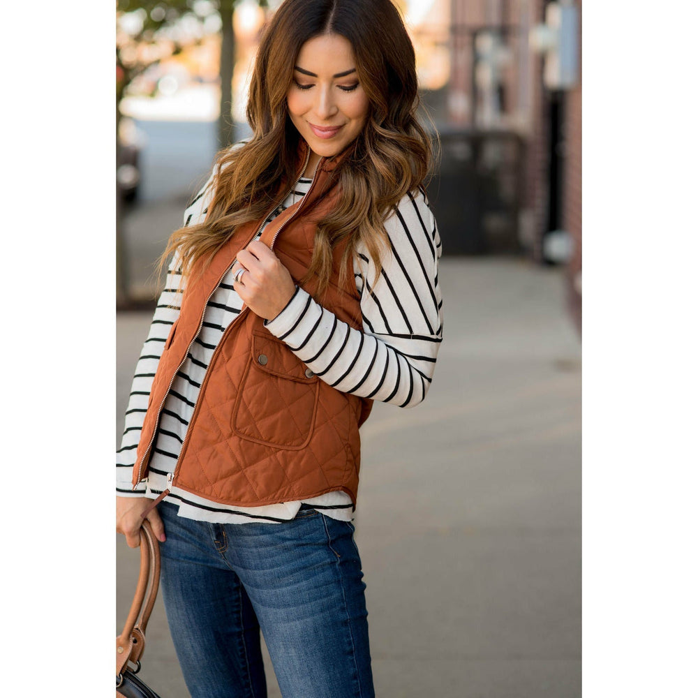 Betsey's Boutique Shop Textured Puffer Vest S / Oatmeal by Betsey's Boutique