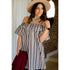 Striped Off the Shoulder Tunic Dress
