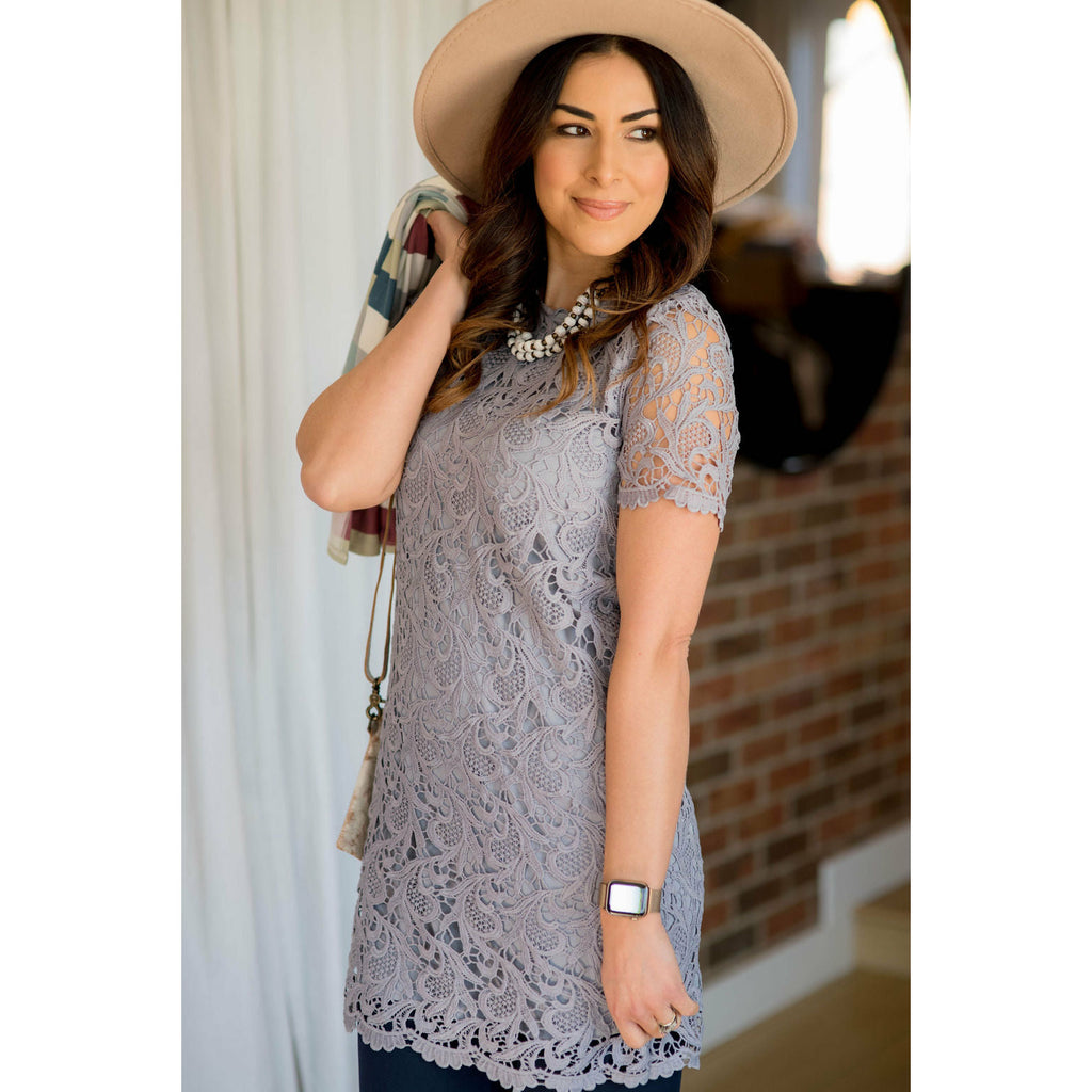 Lace Short Sleeve Dress - Betsey's Boutique Shop