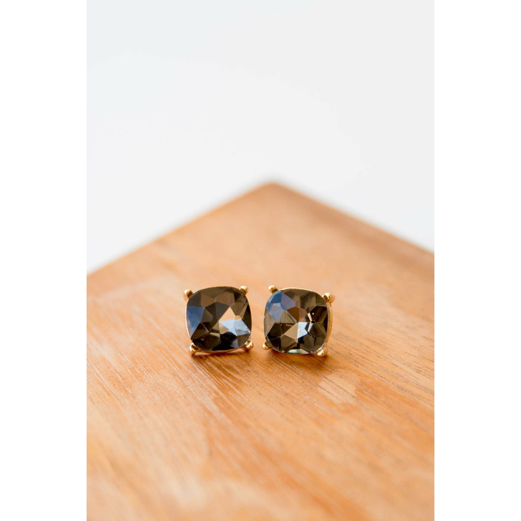 Squared Gem Stud Earrings - Betsey's Boutique Shop