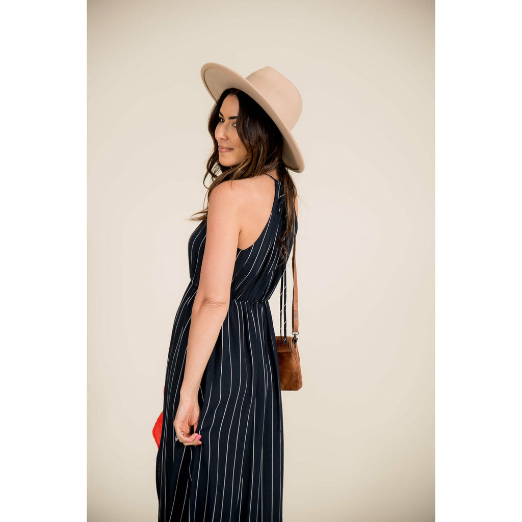 Pinstriped Halter Maxi - Betsey's Boutique Shop