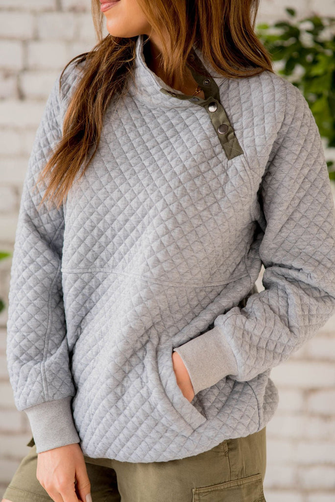 Cute & Casual Quilted Pullover - Betsey's Boutique Shop