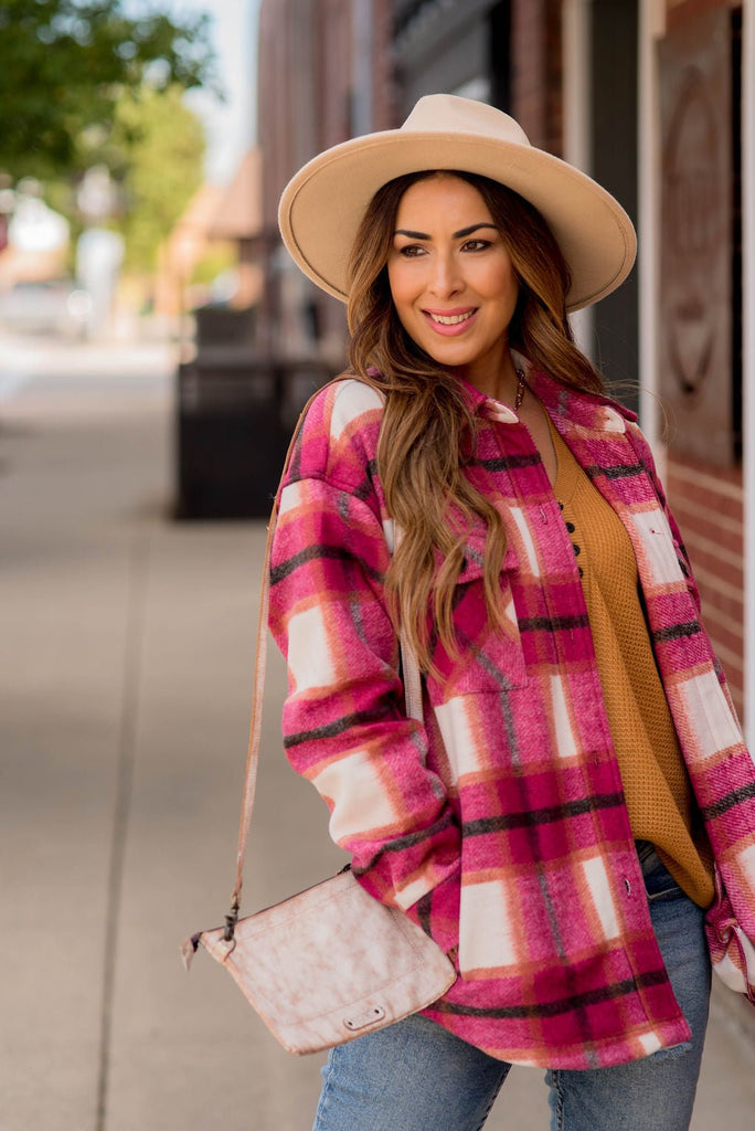 Think Pink Plaid Shacket - Betsey's Boutique Shop