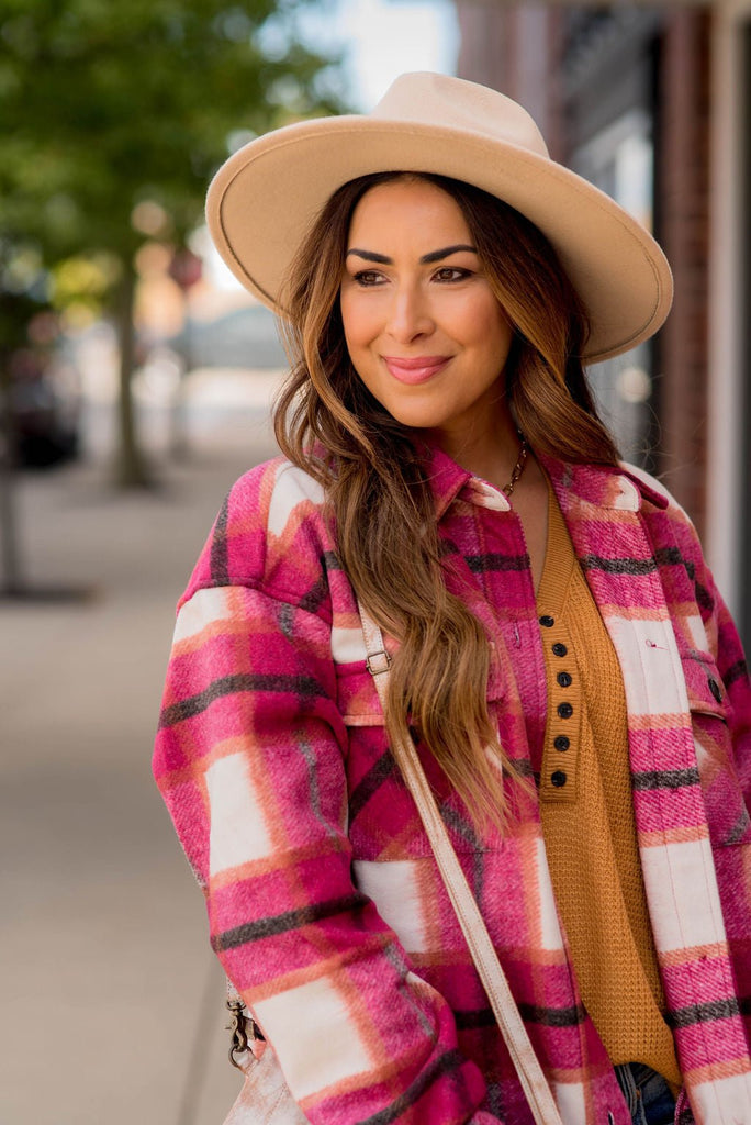 Think Pink Plaid Shacket - Betsey's Boutique Shop