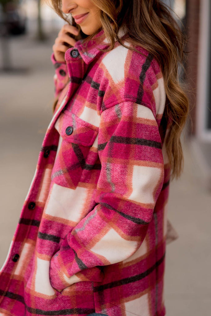 Think Pink Plaid Shacket - Betsey's Boutique Shop