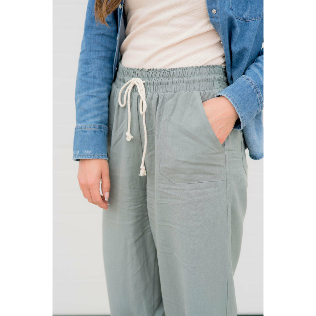 Drawstring Cinch Waist Pants - Betsey's Boutique Shop