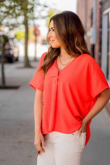 Oversized Relaxed V Blouse - Betsey's Boutique Shop -