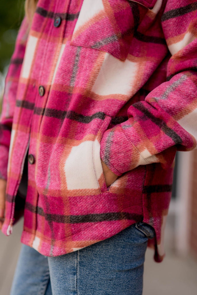 Think Pink Plaid Shacket - Betsey's Boutique Shop