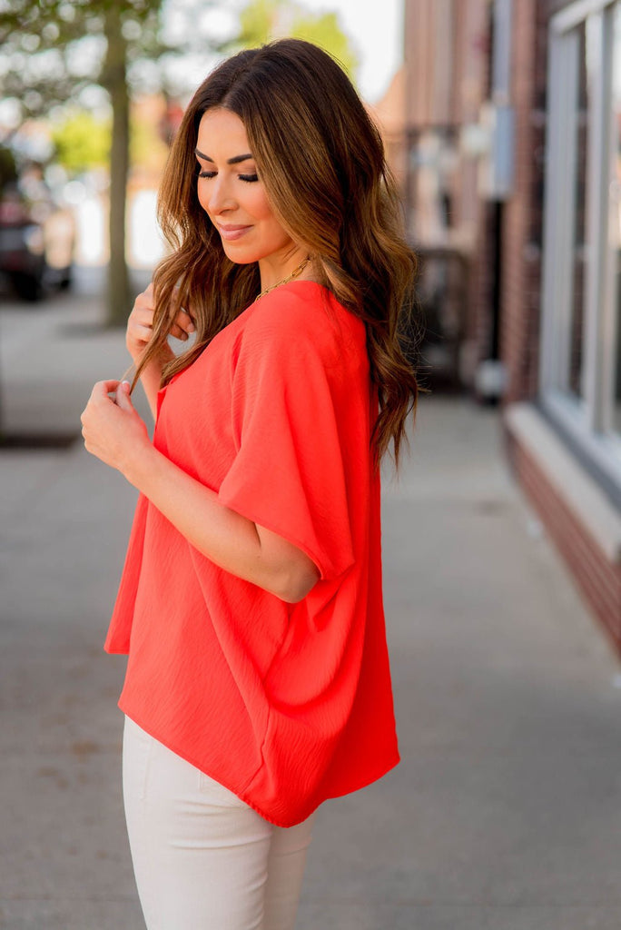 Oversized Relaxed V Blouse - Betsey's Boutique Shop -