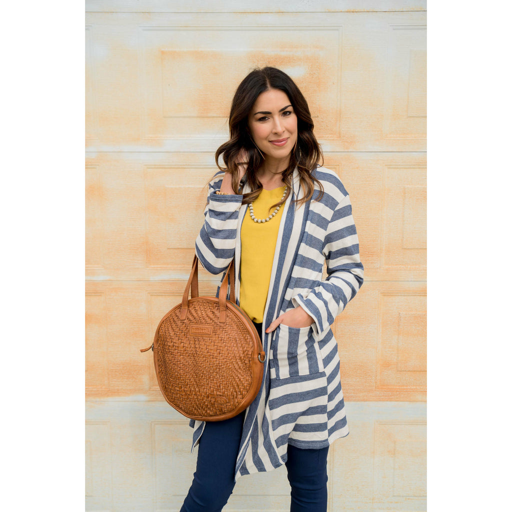 Striped Terry Tunic Cardigan - Betsey's Boutique Shop