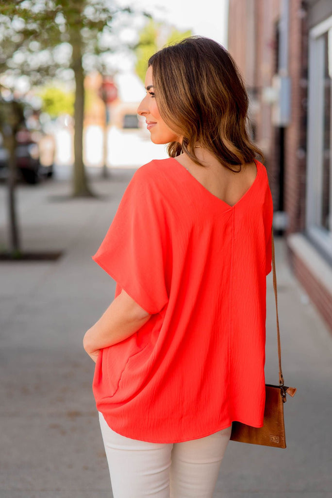 Oversized Relaxed V Blouse - Betsey's Boutique Shop -