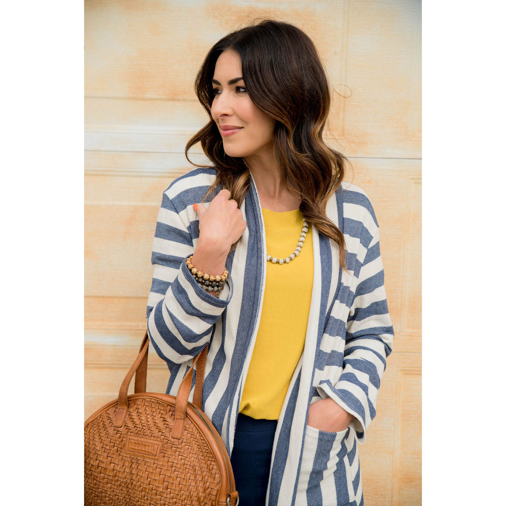 Striped Terry Tunic Cardigan - Betsey's Boutique Shop