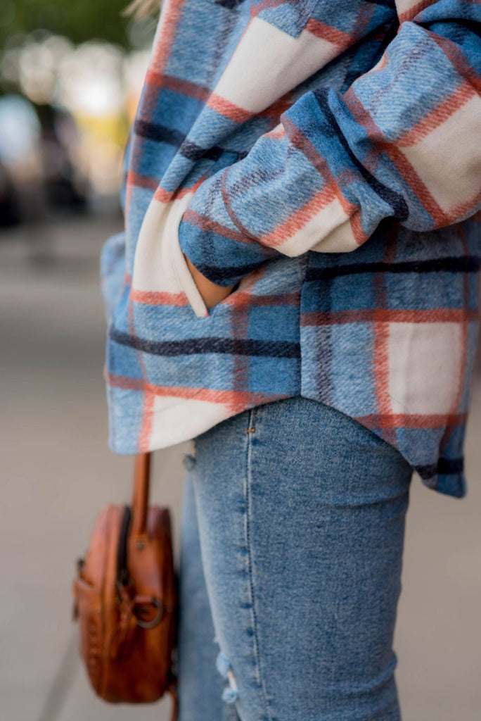 Blue Skies Plaid Shacket - Betsey's Boutique Shop