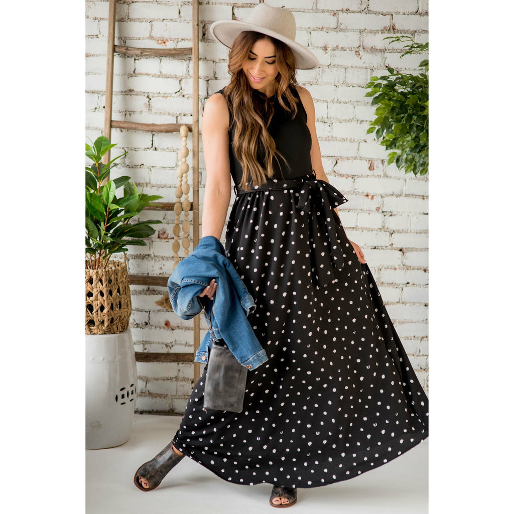 Polka Dot Bow Maxi Dress - Betsey's Boutique Shop