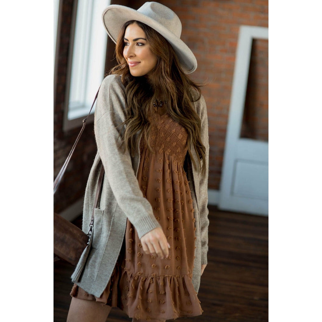 Ribbed Trimmed Tunic Cardigan - Betsey's Boutique Shop - Coats & Jackets