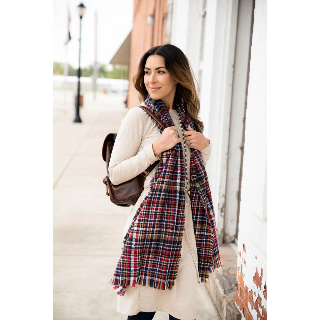 Plaid Multi Colored Scarf - Betsey's Boutique Shop