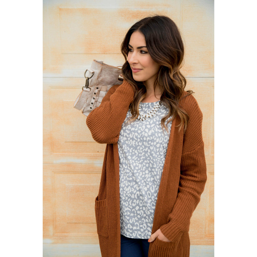 Knit Boyfriend Tunic Cardigan - Betsey's Boutique Shop