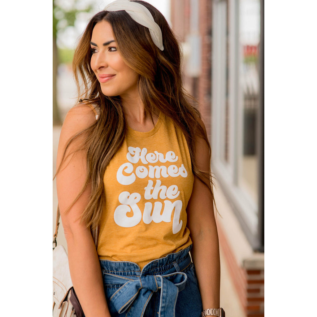 Here Comes The Sun Graphic Tank - Betsey's Boutique Shop