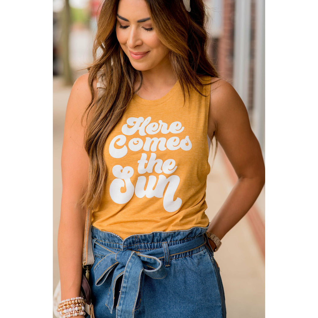 Here Comes The Sun Graphic Tank - Betsey's Boutique Shop