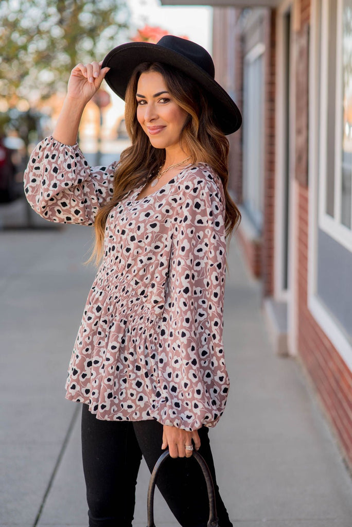 Floral Fun Cinched V Blouse - Betsey's Boutique Shop -