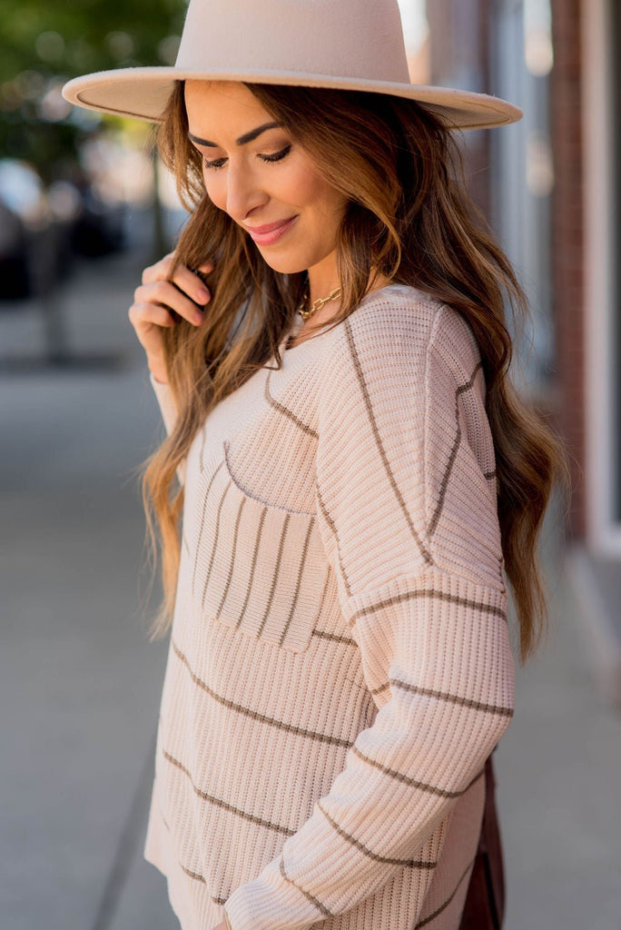 Mixed Stripes Knit Sweater - Betsey's Boutique Shop -