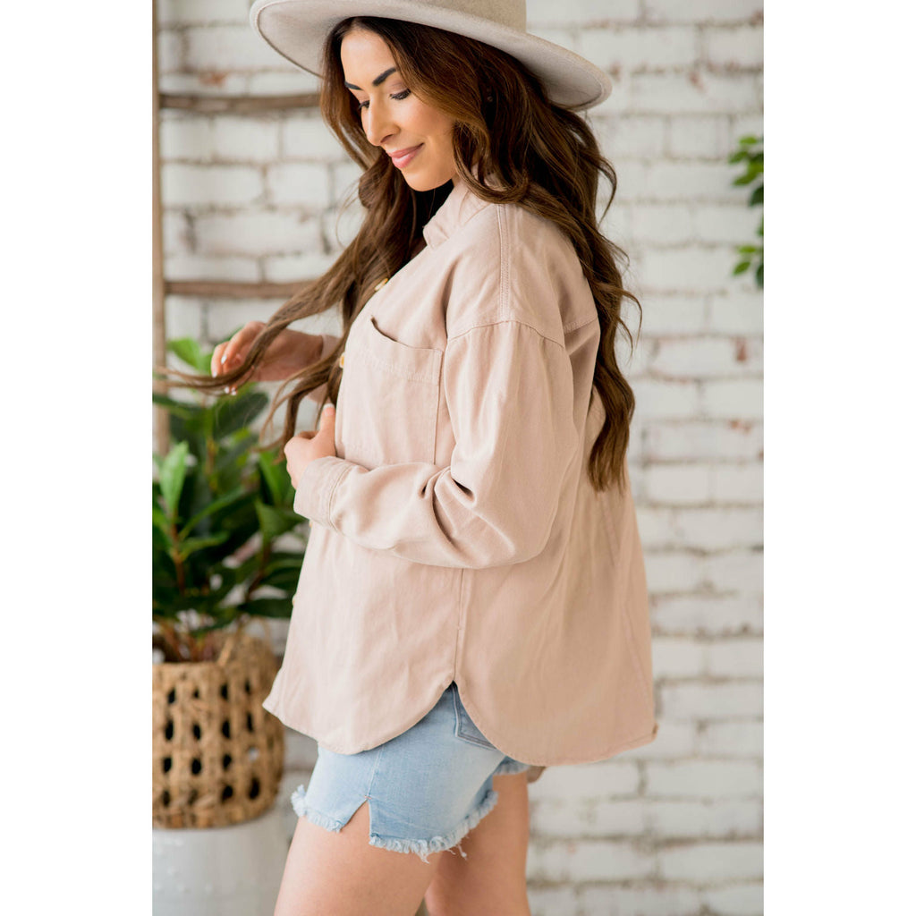 Side Slit Button Up Jacket - Betsey's Boutique Shop