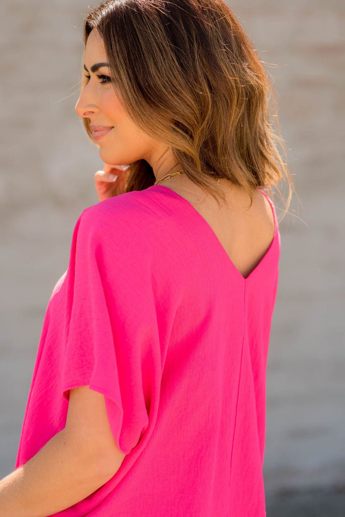 Oversized Relaxed V Blouse - Betsey's Boutique Shop -