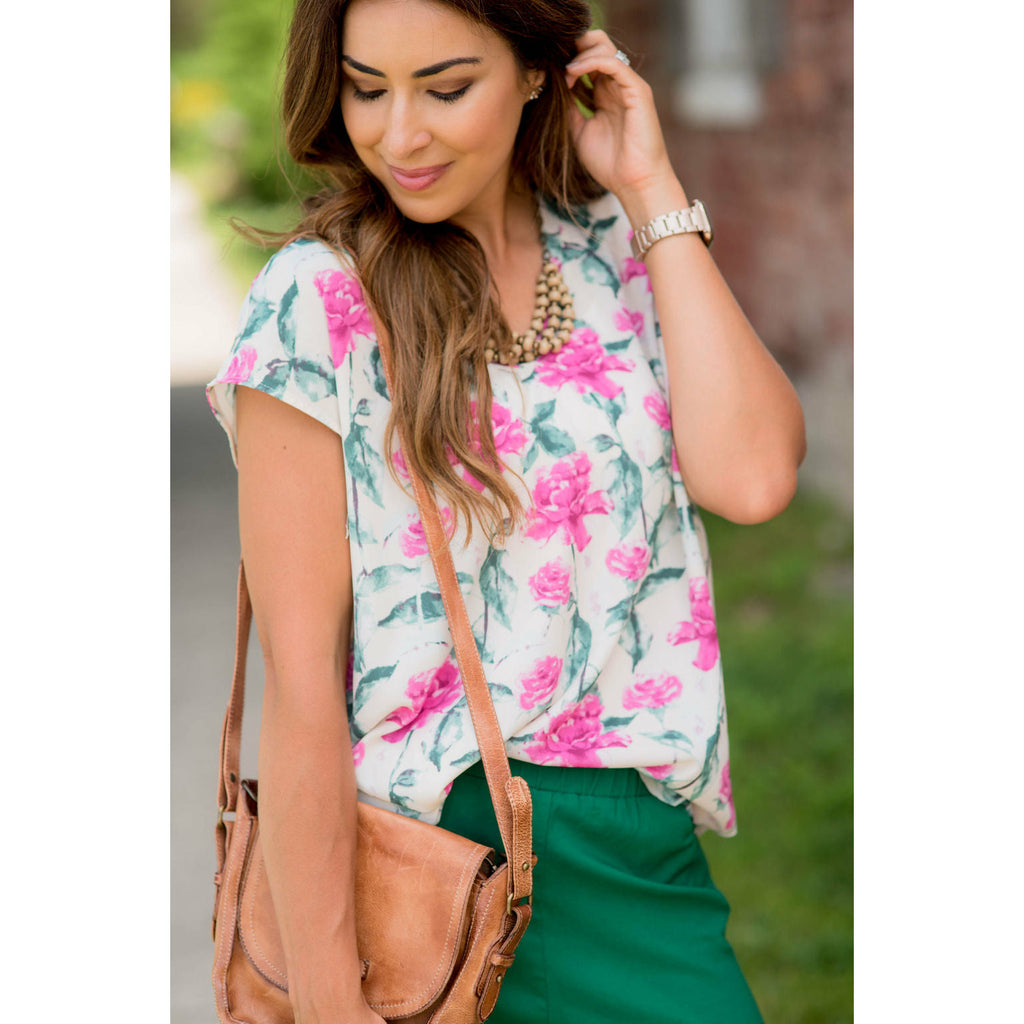 Floral Rose Blouse - Betsey's Boutique Shop