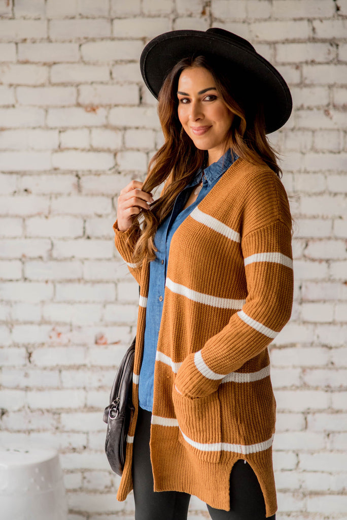 Striped Rugby Cardigan - Betsey's Boutique Shop