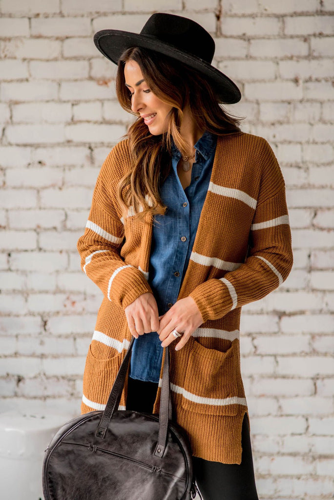 Striped Rugby Cardigan - Betsey's Boutique Shop