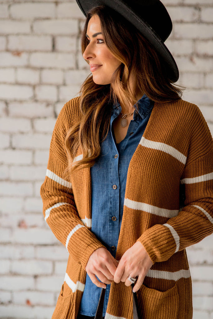 Striped Rugby Cardigan - Betsey's Boutique Shop