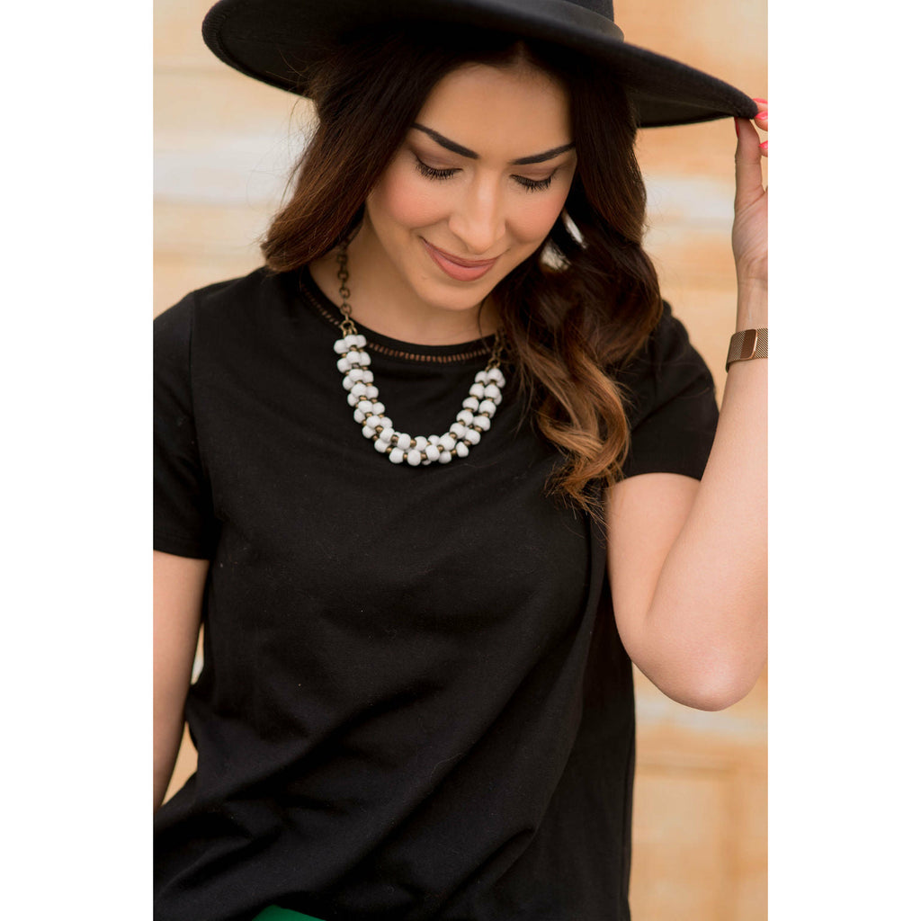 Cut Out Collar Tee - Betsey's Boutique Shop