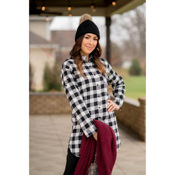 Plaid Button Up Tunic - Betsey's Boutique Shop