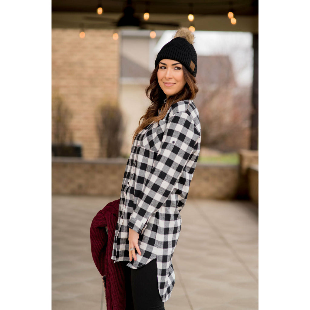 Plaid Button Up Tunic - Betsey's Boutique Shop