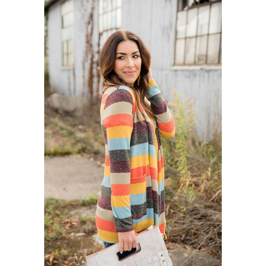 Lightweight Color Blocked Cardigan - Betsey's Boutique Shop