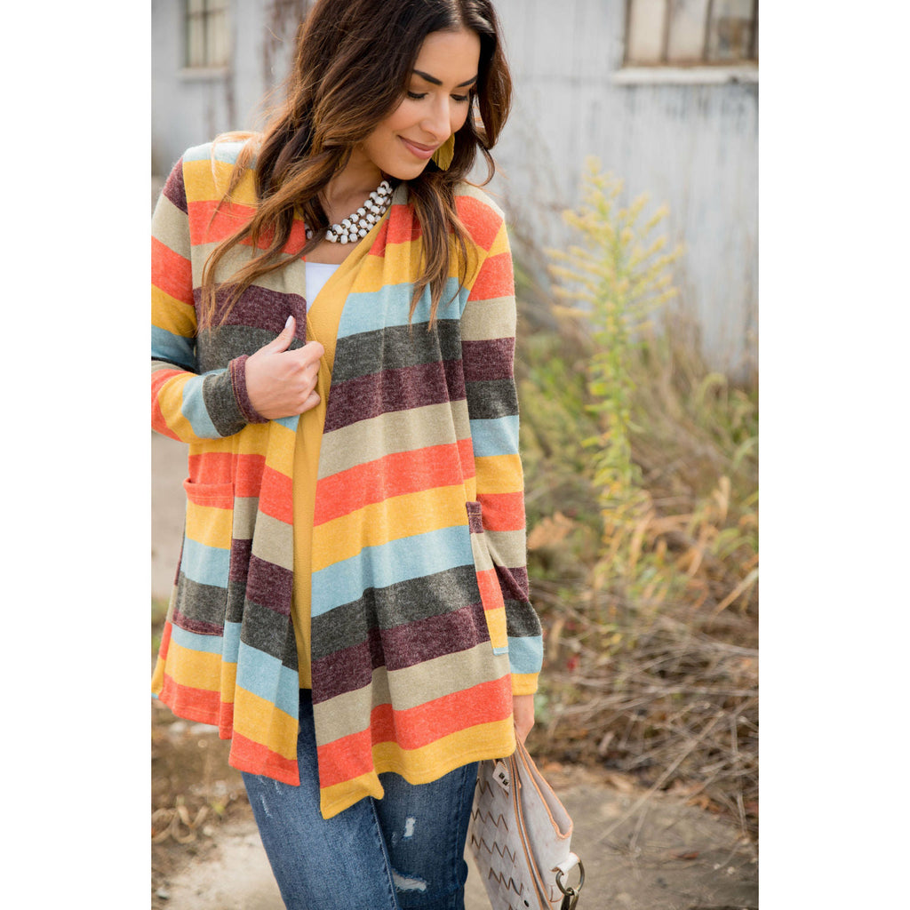 Lightweight Color Blocked Cardigan - Betsey's Boutique Shop