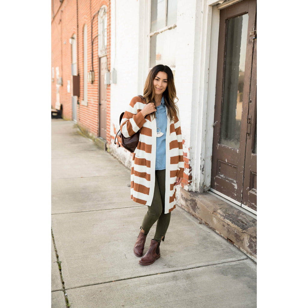 Heavy Striped Tunic Cardigan - Betsey's Boutique Shop